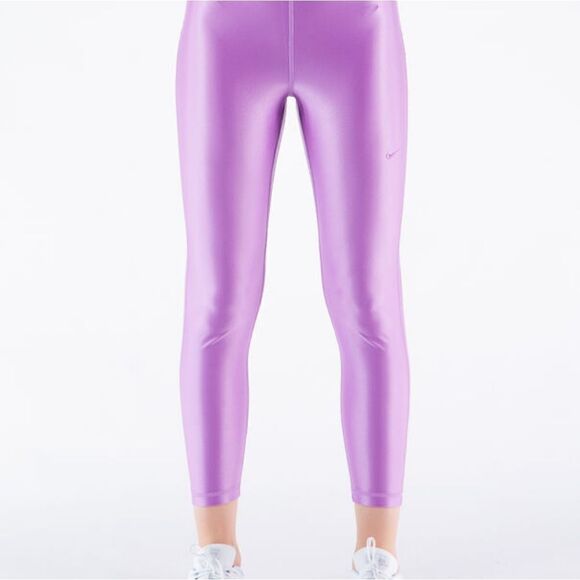 Nike Pro High Waisted 7/8 Length Leggings Compression Pants Shiny Pink White New - Picture 3 of 8
